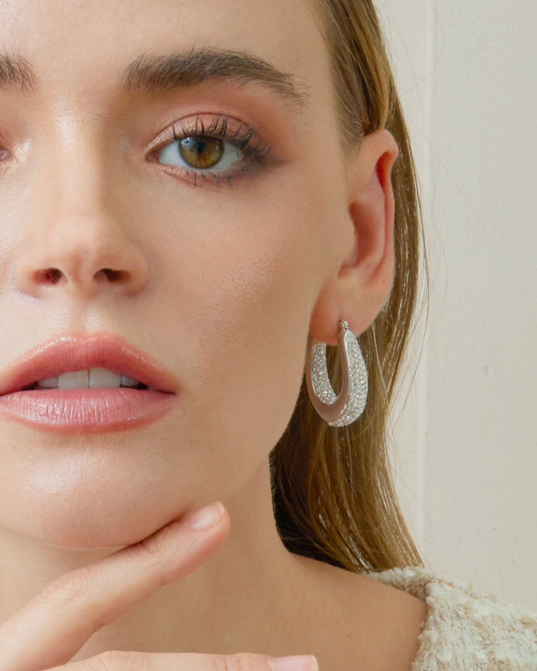 Isabella Crystal Luster Hoop Earrings