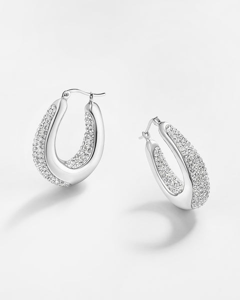 ピアス TATIANA Silver 925 Crystal Inside Hoop Earrings EC1972 Isabella Crystal Luster Hoop Earrings