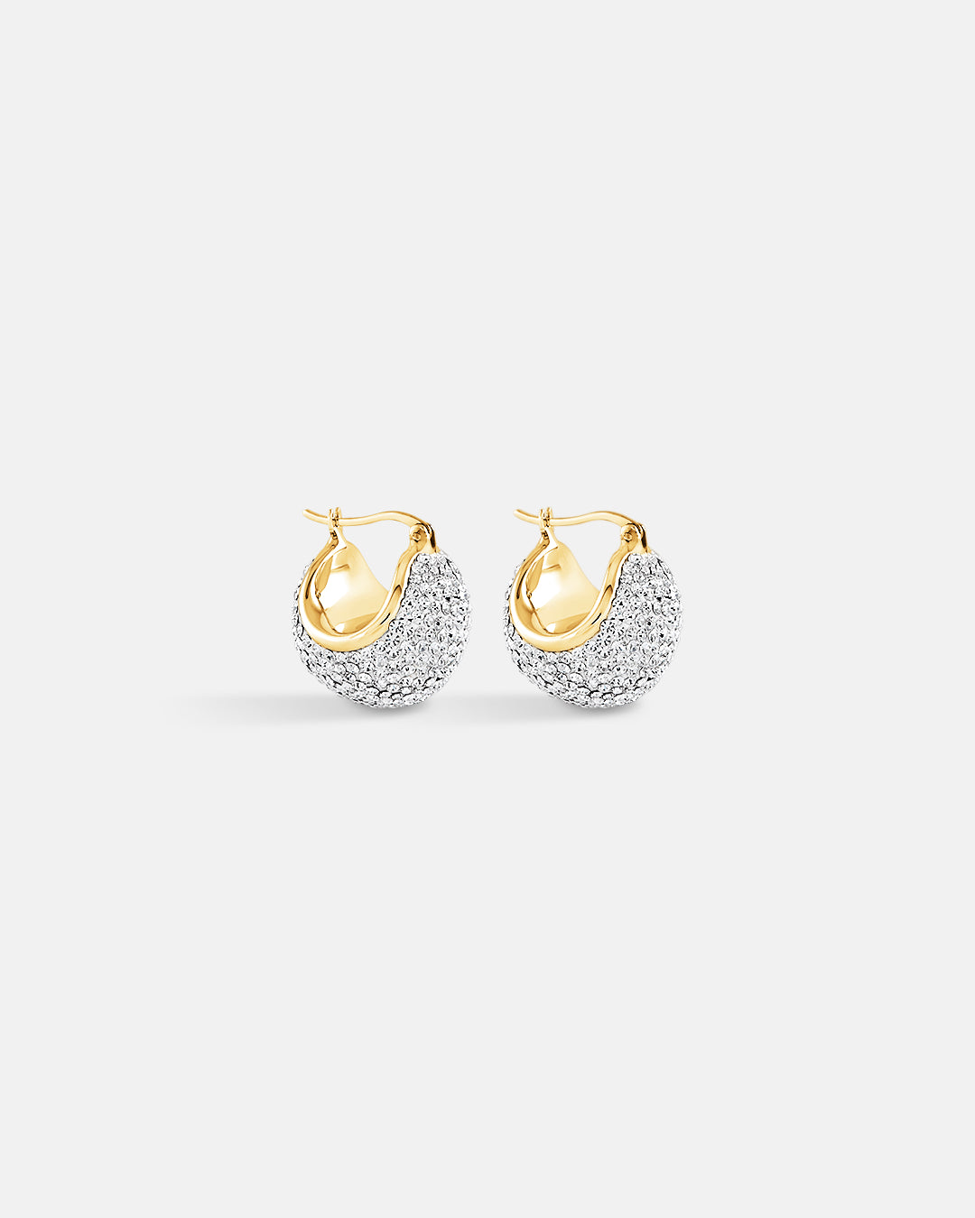 This is the picture of the disco ball hoop earrings made from crystals plated in gold in sterling silver material