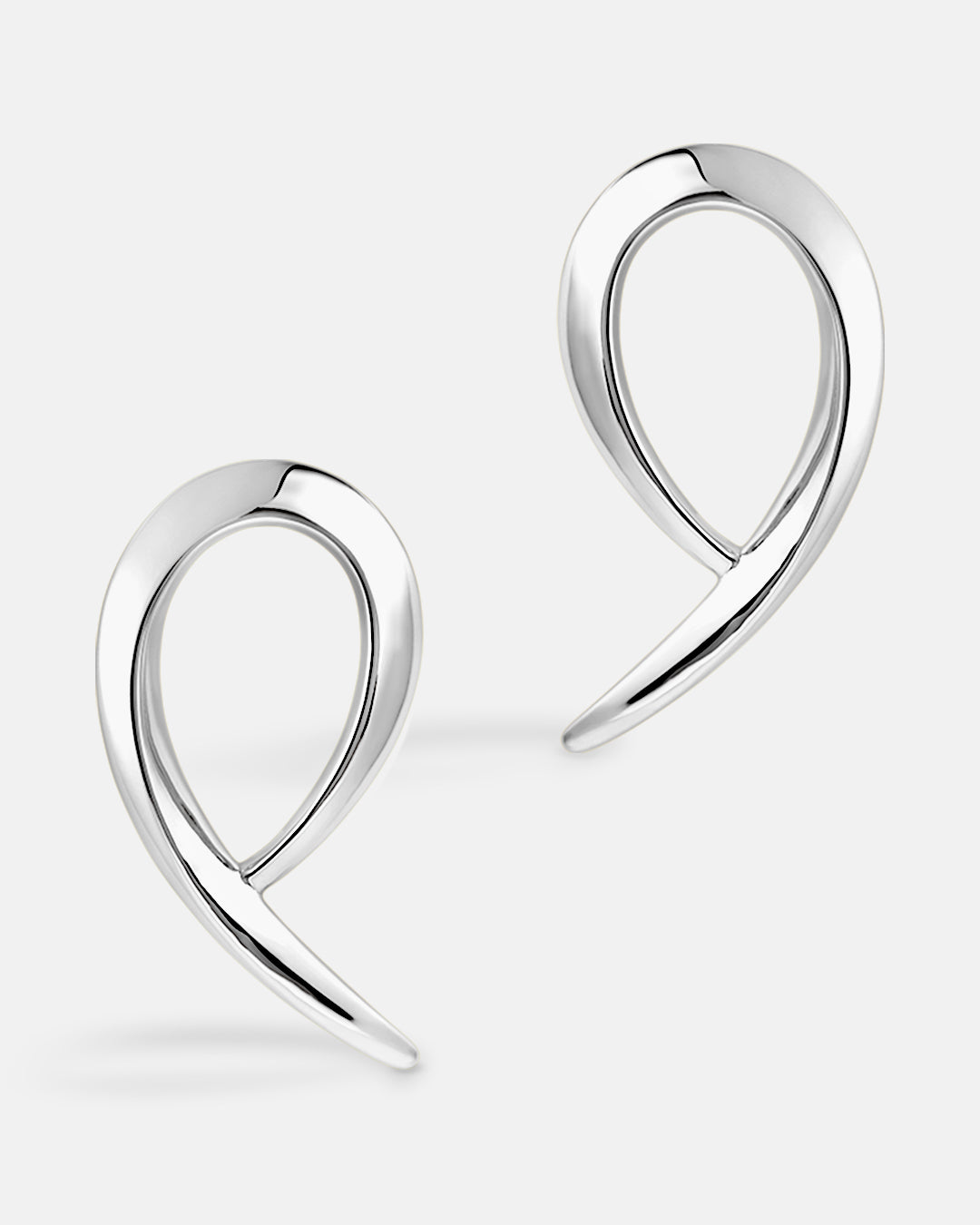 This is the product picture of oversized modern design hoop earrings plated in white gold in sterling silver material